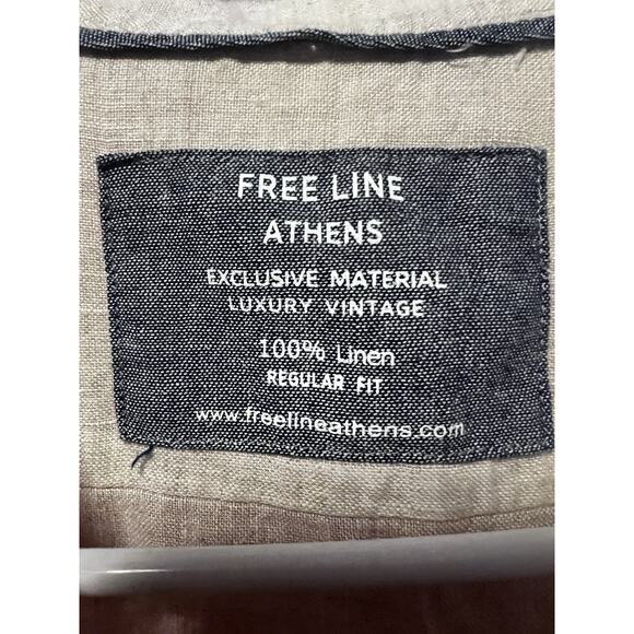 Free Line Athens Mens Beige Linen Button Up Casual Shirt XL Lightweight - Picture 7 of 9